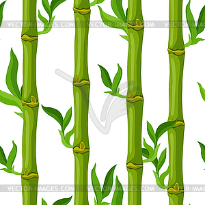 Бесшовный узор с зелеными стеблями и листьями бамбука - иллюстрация в векторе