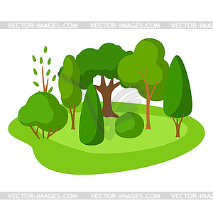Spring or summer background with stylized trees - vector clipart