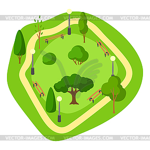 Beautiful summer or spring city park. Urban public - vector EPS clipart