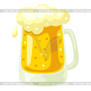 Glass mug with light beer and froth. for Oktoberfest - color vector clipart