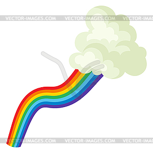Clouds and rainbow in sky - vector image