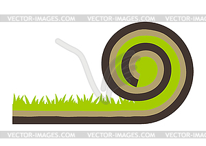 Garden lawn roll. Overgrown lawn lawn for decoration - vector clipart