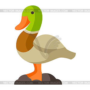 Duck sculpture. Garden decor and equipment - vector clip art