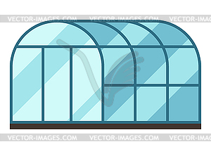 Glass or plastic greenhouse. Gardening equipment an - vector image