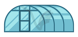 Glass or plastic greenhouse. Gardening equipment an - vector image