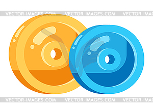 Discs for barbell fitness equipment. Sport and - vector clip art