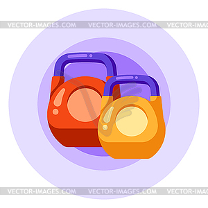 Kettlebells fitness equipment. Sport and - vector image