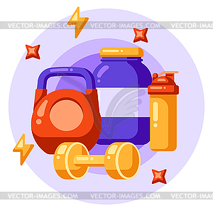 Fitness equipment. Sport and bodybuilding items - vector clipart