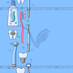 Медицинский бесшовный образец со стоматологическим оборудованием - клипарт в векторном виде