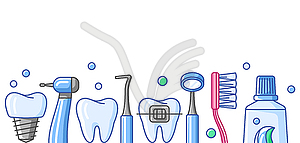 Medical card with dental equipment icons. - vector clipart