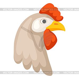Brown chicken head. Images for food and agricultura - vector image