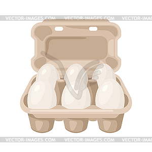 Brown chicken eggs in carton pack. Image for food - vector clipart