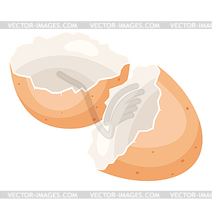 Brown broken chicken egg shell. Image for food and - vector image