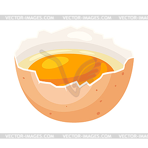 Broken chicken eggshell and liquid egg. Image for - vector clip art