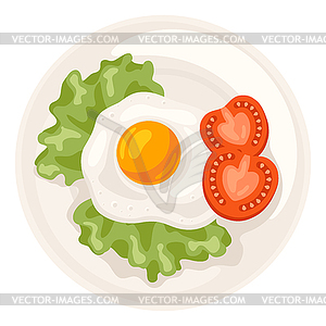 Fried chicken egg on plate. Images for gastronomy - vector clip art