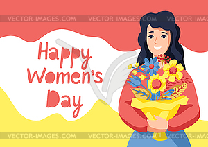 Greeting card for International Womens Day - vector clip art