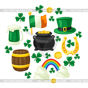 Saint Patricks Day greeting card. Holiday with Iris - vector image