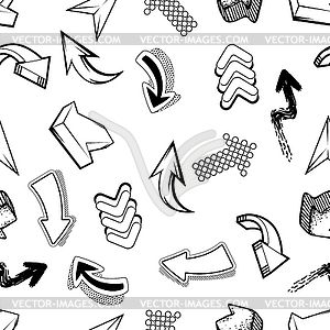 Seamless pattern with abstract graffiti arrows. - white & black vector clipart