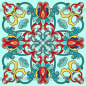 Chinese ceramic tile pattern. Oriental traditional - vector clip art