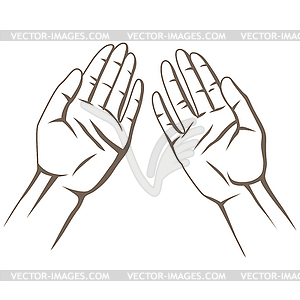 Human palms. Gesture of asking or giving - vector clip art