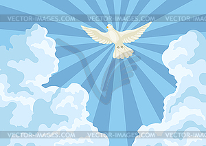 Христианское небо с облаками и крестом. С Пасхой - стоковый клипарт