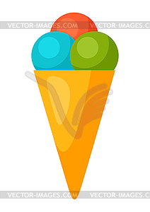 Рожок мороженого. Летний образ для отдыха или отпуска - векторное изображение EPS