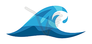 Blue ocean wave with drop. Stylized  - vector image
