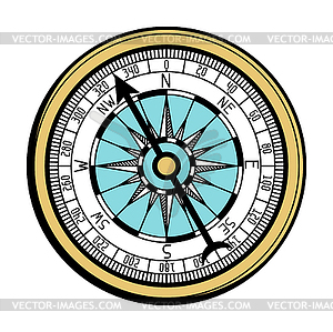 Vintage compass. Marine or nautical image for trave - vector clipart