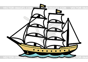 Sailboat or ship. Marine or nautical image for - vector clipart