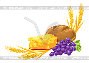 Happy Shavuot . Holiday background with Jewish - vector image