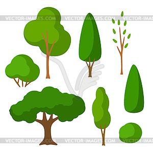 Set of spring or summer abstract stylized trees - vector image