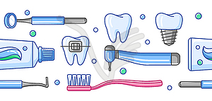 Medical seamless pattern with dental equipment - vector clip art