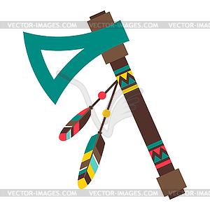 American indians tomahawk. Ethnic image in native - vector clip art