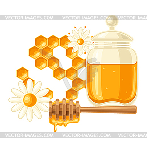 Мед. Изображение для пищевой и сельскохозяйственной промышленности - рисунок в векторе