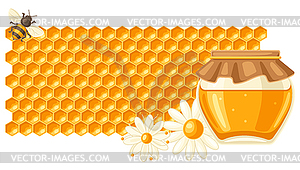 Background with honey items. Image for food and - vector image