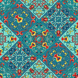 Chinese ceramic tile seamless pattern. Oriental - vector image