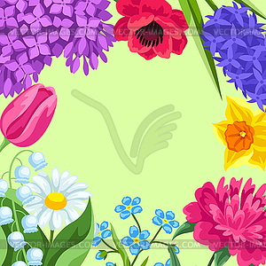 Background with spring flowers. Beautiful decorativ - vector clip art