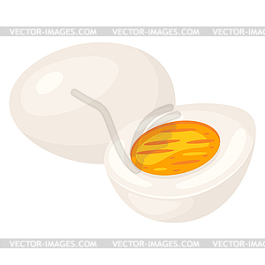Вареное яйцо порезать. Имидж для пищевой и сельскохозяйственной промышленности - цветной векторный клипарт