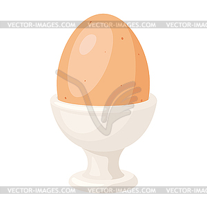 Soft boiled chicken egg in holder. Image for food - vector image