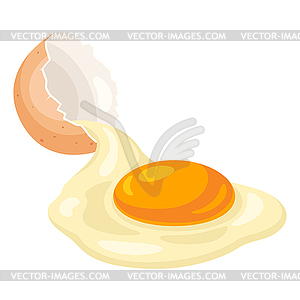 Broken chicken eggshell and liquid egg. Image for - vector clip art