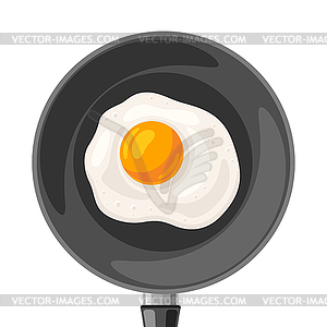 Fried chicken egg on frying pan. Image for - vector image