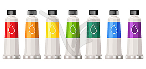 Set of paint tubes. Painter tools and materials. Ar - vector clipart