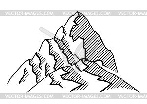 Stylized mountains. Natural . Engraving style - vector clipart