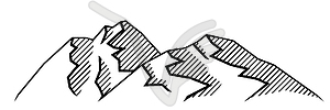 Stylized mountains. Natural . Engraving style - white & black vector clipart