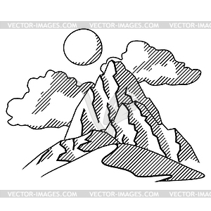 Landscape with mountains, hills and sky. Natural . - vector clipart / vector image