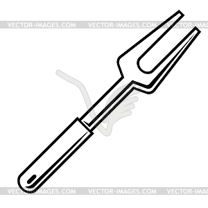 Steel cooking fork. Stylized kitchen and - vector image