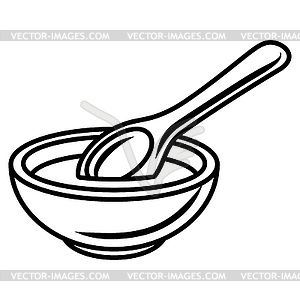 Bowl with sauce. Kitchen and restaurant product - vector clip art