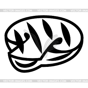 Grilled champignon. Bbq product. Stylized kitchen - vector image