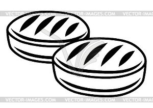 Grilled filet mignon. Bbq product. Stylized - vector image