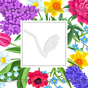 Decorative frame with summer flowers. Beautiful - vector image